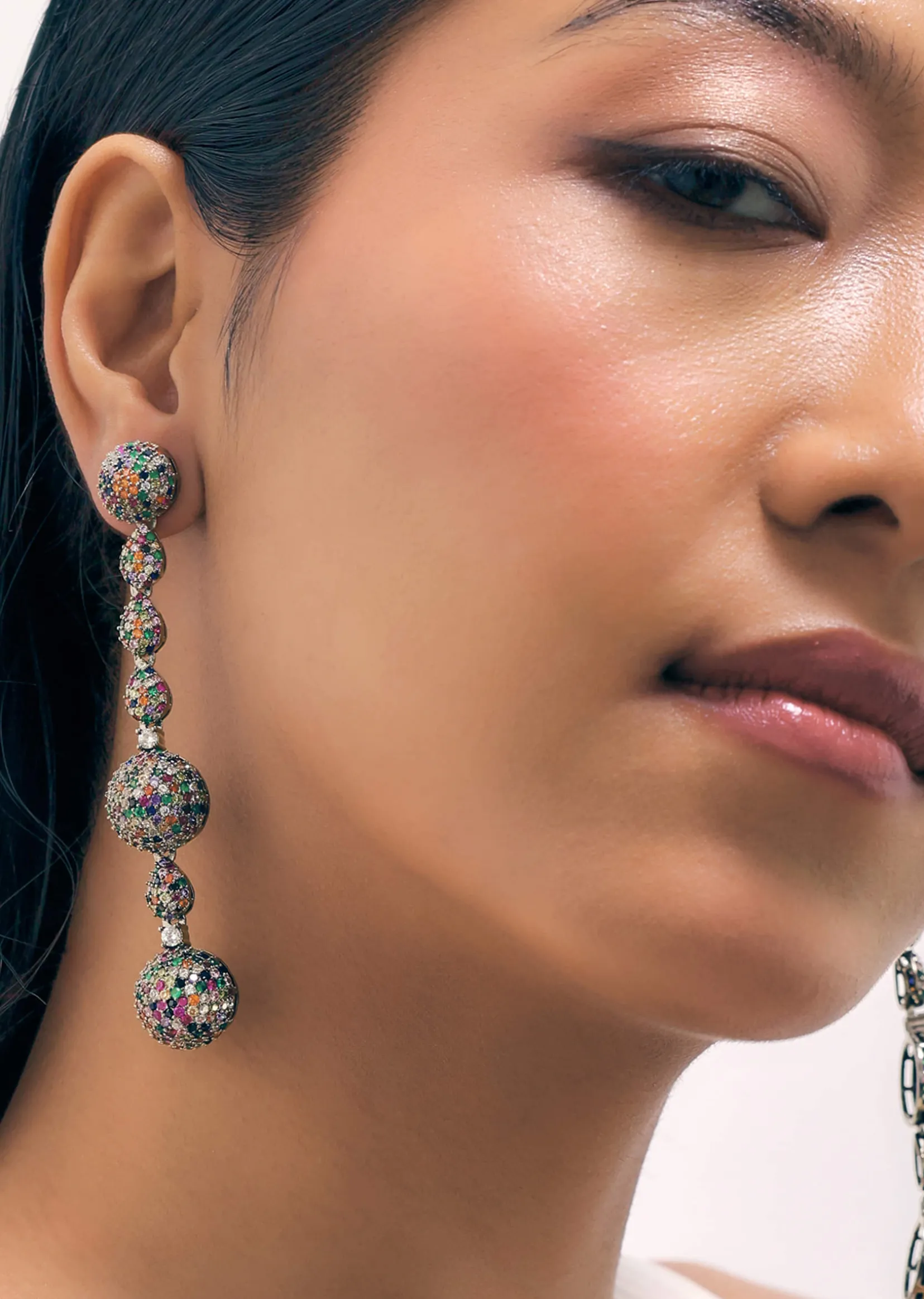 Multicolour Diamond Danglers In Mix Metal