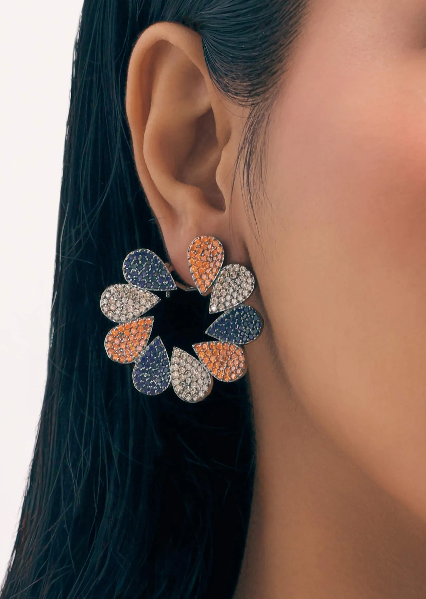 Multicolour Diamond Dangler Earrings