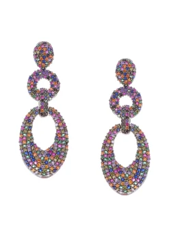 Multicolour Diamond Earrings In Mix Metal