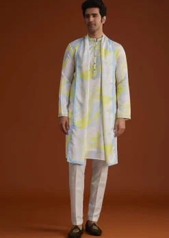 Multicolour Marble Printed Kurta Set
