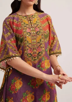 Multicolour Printed Sharara Set In Tissue Fabric