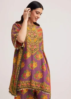 Multicolour Printed Sharara Set In Tissue Fabric