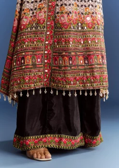 Multicolour Tabby Silk Printed Kurta Palazzo With Dupatta