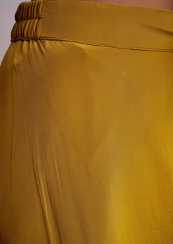 Mustard Net Palazzo Suit With Moti And Cut Dana Work