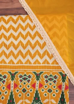 Mustard Yellow Chevron Printed Georgette Dress Material