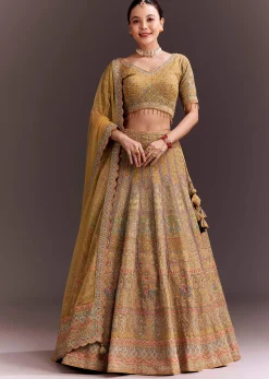 Mustard Yellow Embroidered Lehenga Set