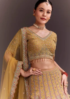 Mustard Yellow Embroidered Lehenga Set