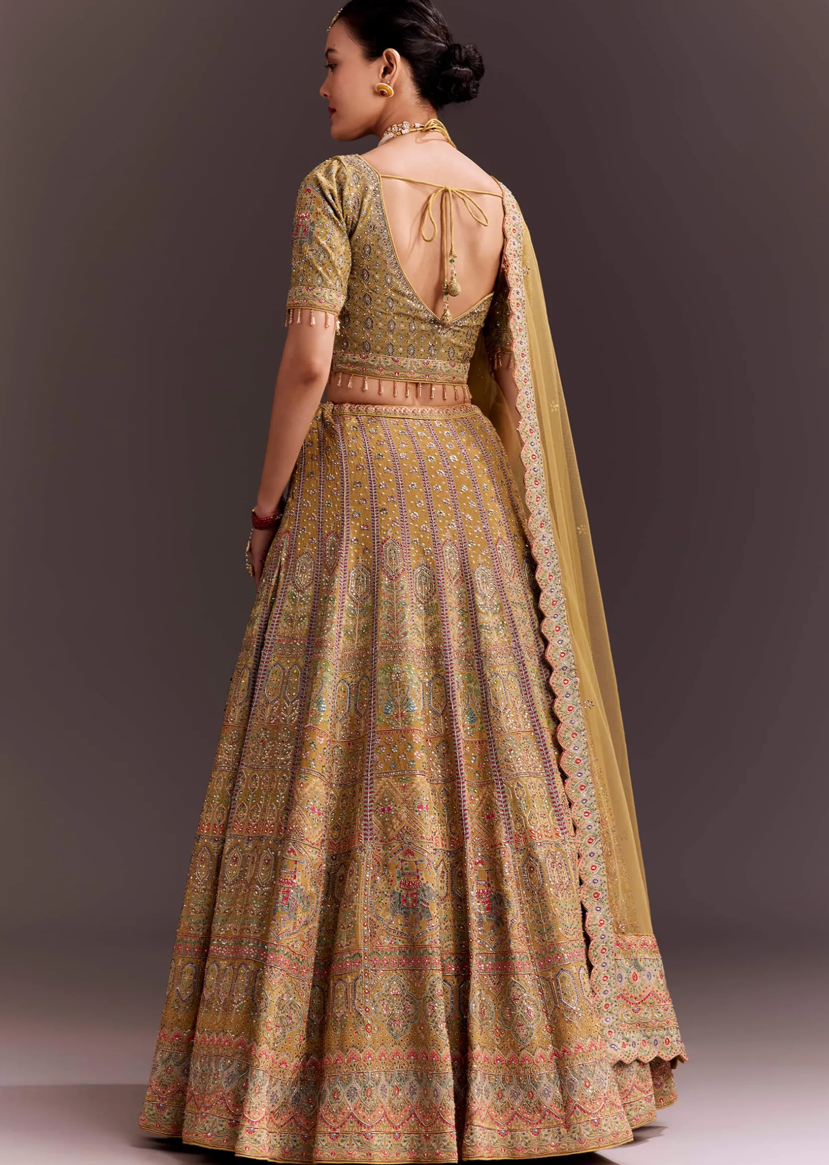 Mustard Yellow Embroidered Lehenga Set