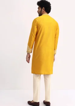 Mustard Yellow Kurta Set With Threadwork