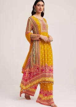 Mustard Yellow Printed Palazzo Set