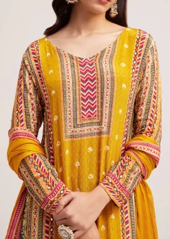 Mustard Yellow Printed Palazzo Set