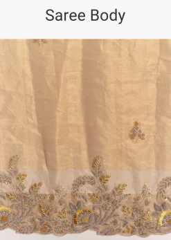 Mustard Yellow Tissue Saree With Golden Zardosi Embroidery