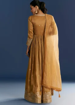 Mustard Yellow Zardosi Embroidered Anarkali Dupatta Set
