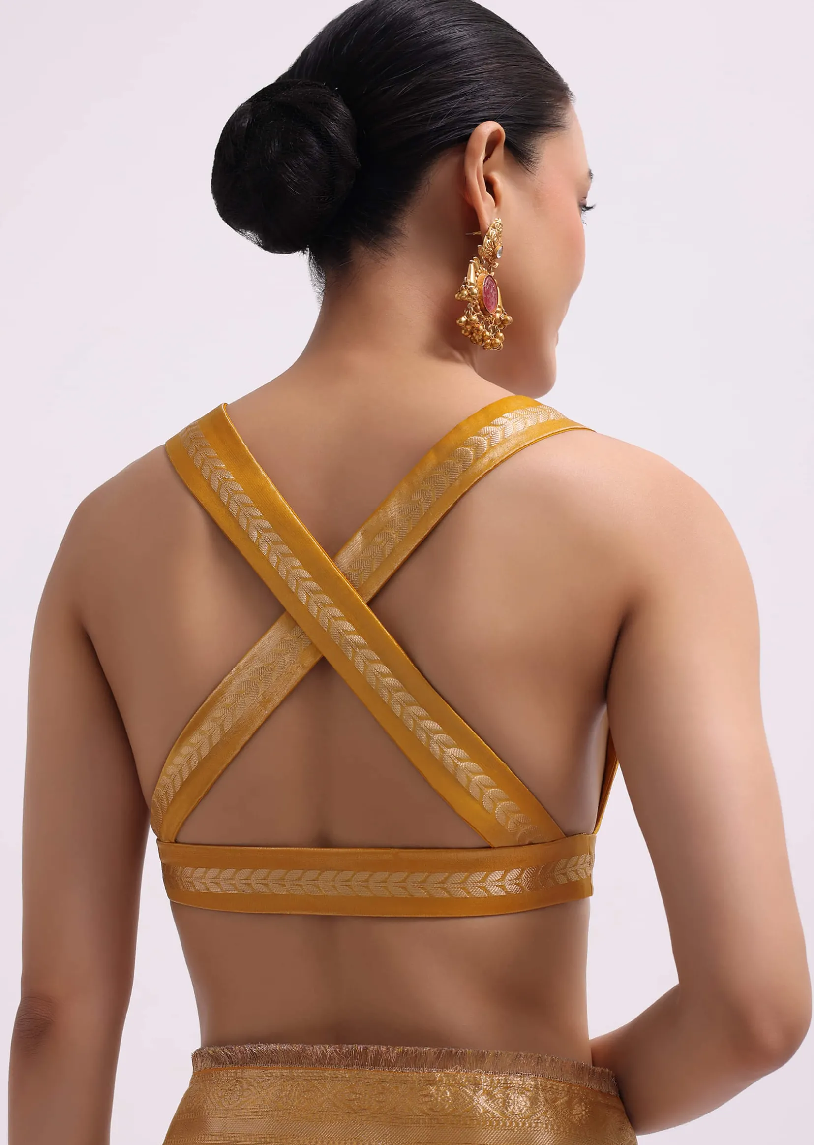 Mustard Yellow Zari Woven Chanderi Saree With Unstitched Blouse