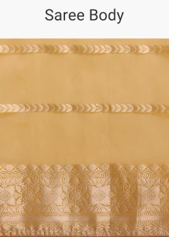 Mustard Yellow Zari Woven Chanderi Saree With Unstitched Blouse