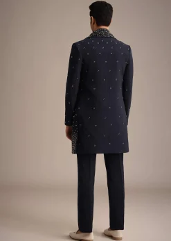 Navy Blue Cutdana Work Indowestern Set