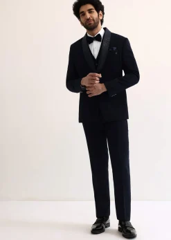 Navy Blue Intricate Embroidered Tuxedo