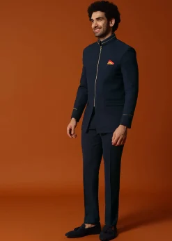 Navy Blue Jodhpuri Suit For Men