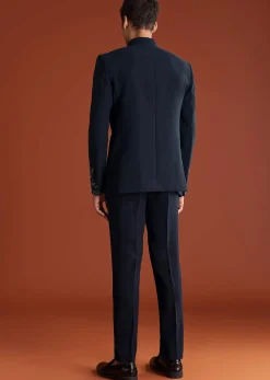 Navy Blue Jodhpuri Suit In Lachkaa Fabric With Hand Embroidery