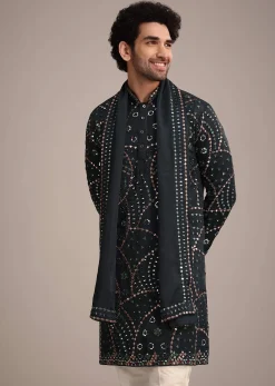 Navy Blue Mirror Work Kurta Dupatta Set