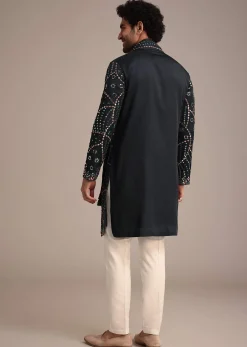Navy Blue Mirror Work Kurta Dupatta Set