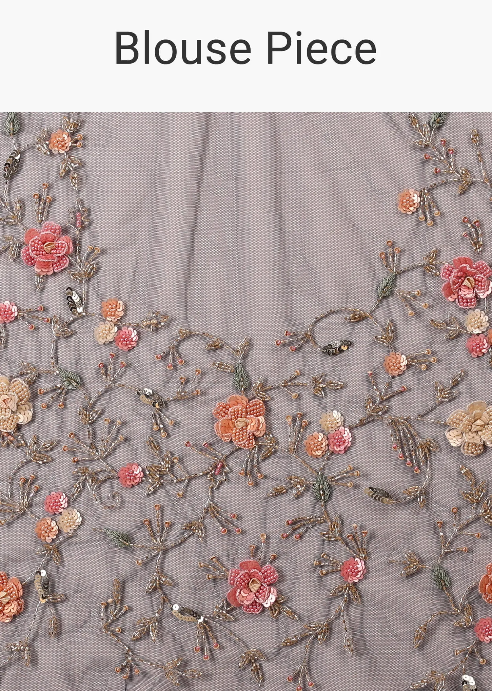 Navy Blue Saree In Organza With 3D Floral Embroidery In Moti, Cut Dana, And Sequins