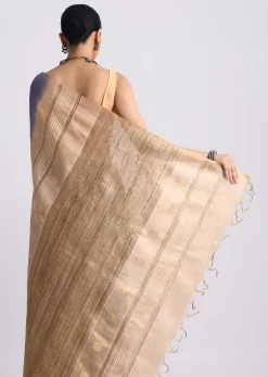 Navy Blue Spun Silk Saree With Butti Work