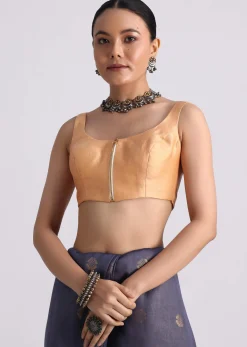 Navy Blue Spun Silk Saree With Butti Work