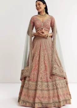 Net Dupatta Georgette Printed Lehenga With Stone Embroidery