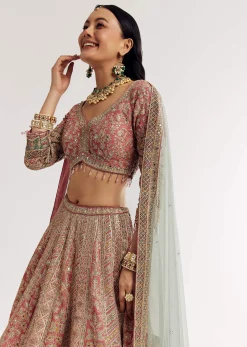 Net Dupatta Georgette Printed Lehenga With Stone Embroidery