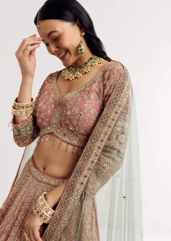 Net Dupatta Georgette Printed Lehenga With Stone Embroidery
