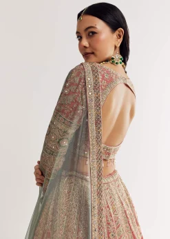 Net Dupatta Georgette Printed Lehenga With Stone Embroidery