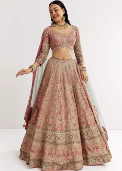 Net Dupatta Georgette Printed Lehenga With Stone Embroidery