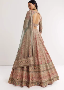 Net Dupatta Georgette Printed Lehenga With Stone Embroidery