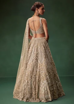 Nude Bridal Lehenga With Intricate Floral Sequin And Beadwork