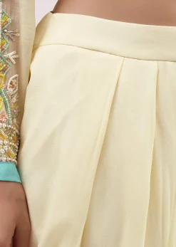 Off White And Blue Georgette Kurta Dhoti