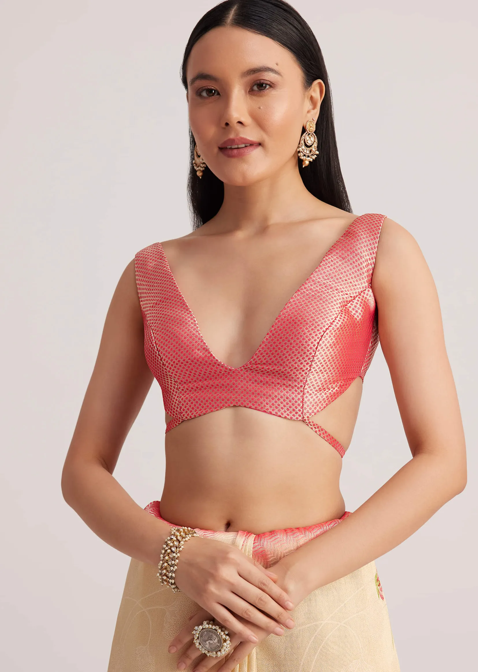 Off White Banarasi Silk Saree With Woven Contrast Red Border