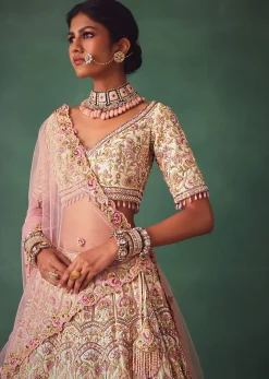Off White Bridal Lehenga Blouse And Dupatta With Multi Colour Thread Work