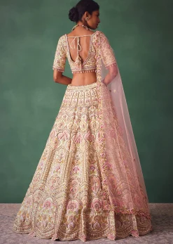 Off White Bridal Lehenga Blouse And Dupatta With Multi Colour Thread Work