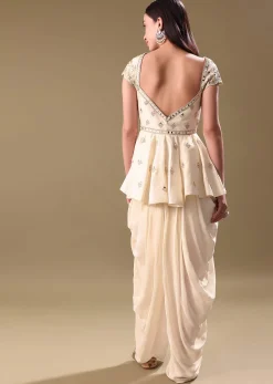 Off White Dhoti With Embroidered Top