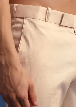 Off White Embroidered Linen Jodhpuri Suit