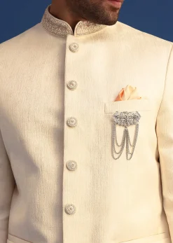 Off White Hand Embroidered Jodhpuri Set