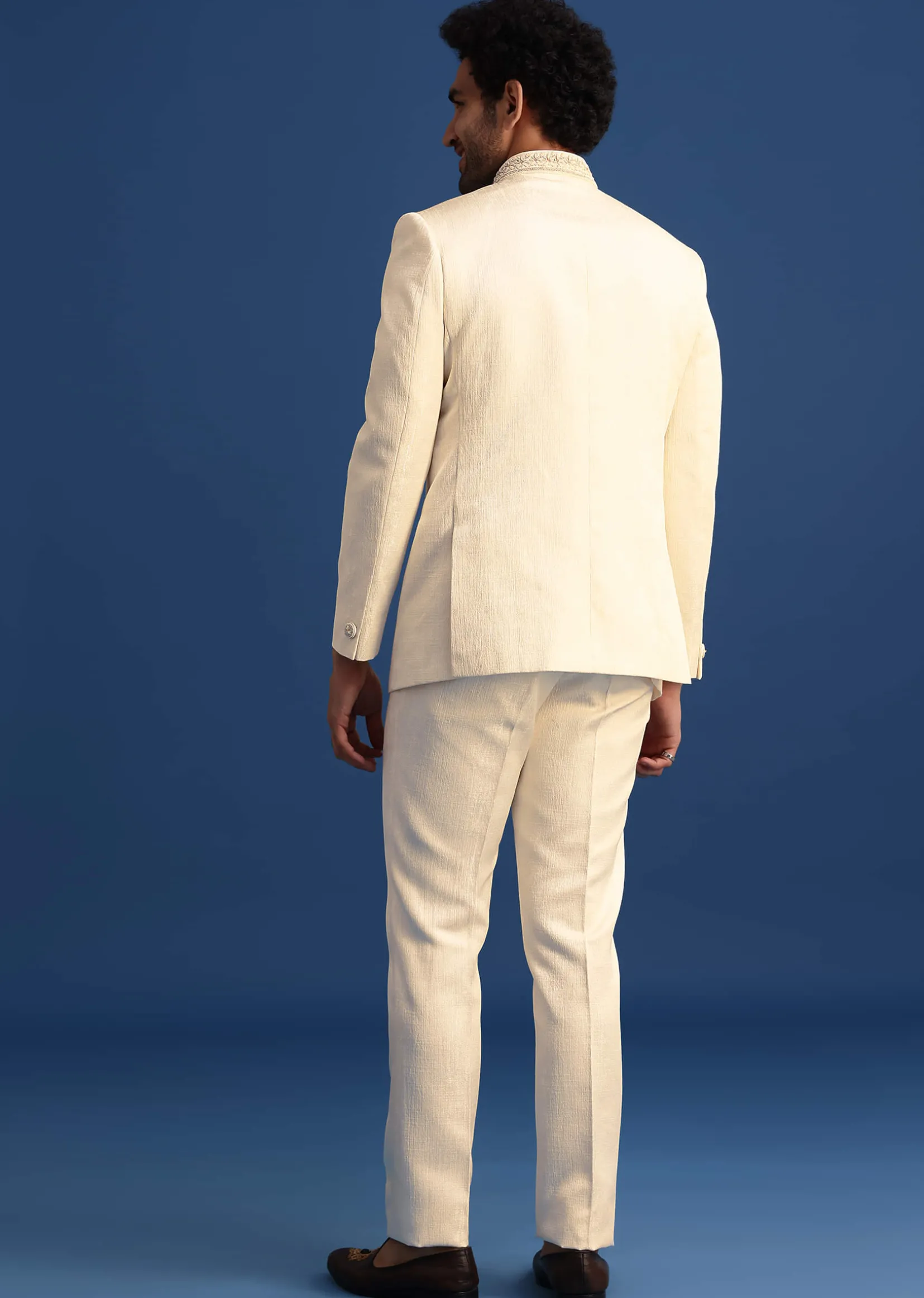 Off White Hand Embroidered Jodhpuri Set