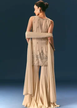 Off White Hand Embroidered Sharara Suit With Dupatta