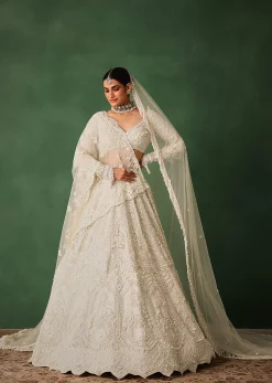 Off White Pearl Embroidered Lehenga Set With Dupatta