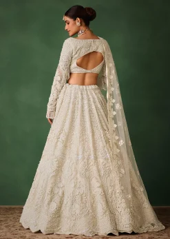 Off White Pearl Embroidered Lehenga Set With Dupatta