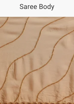 Off White Saree In Chinnon With Cutdana Work