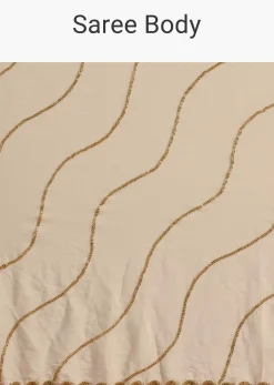 Off White Saree In Chinnon With Cutdana Embroidery