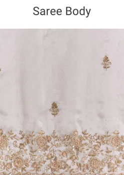 Off White Tissue Saree With Cutdana Floral Embroidery