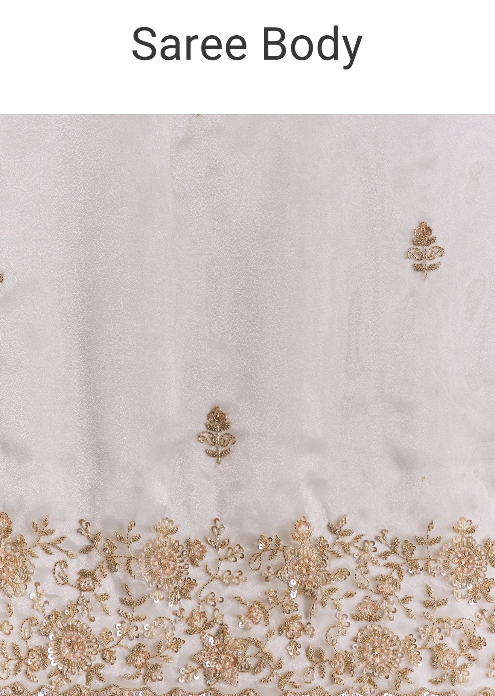 Off White Tissue Saree With Cutdana Floral Embroidery